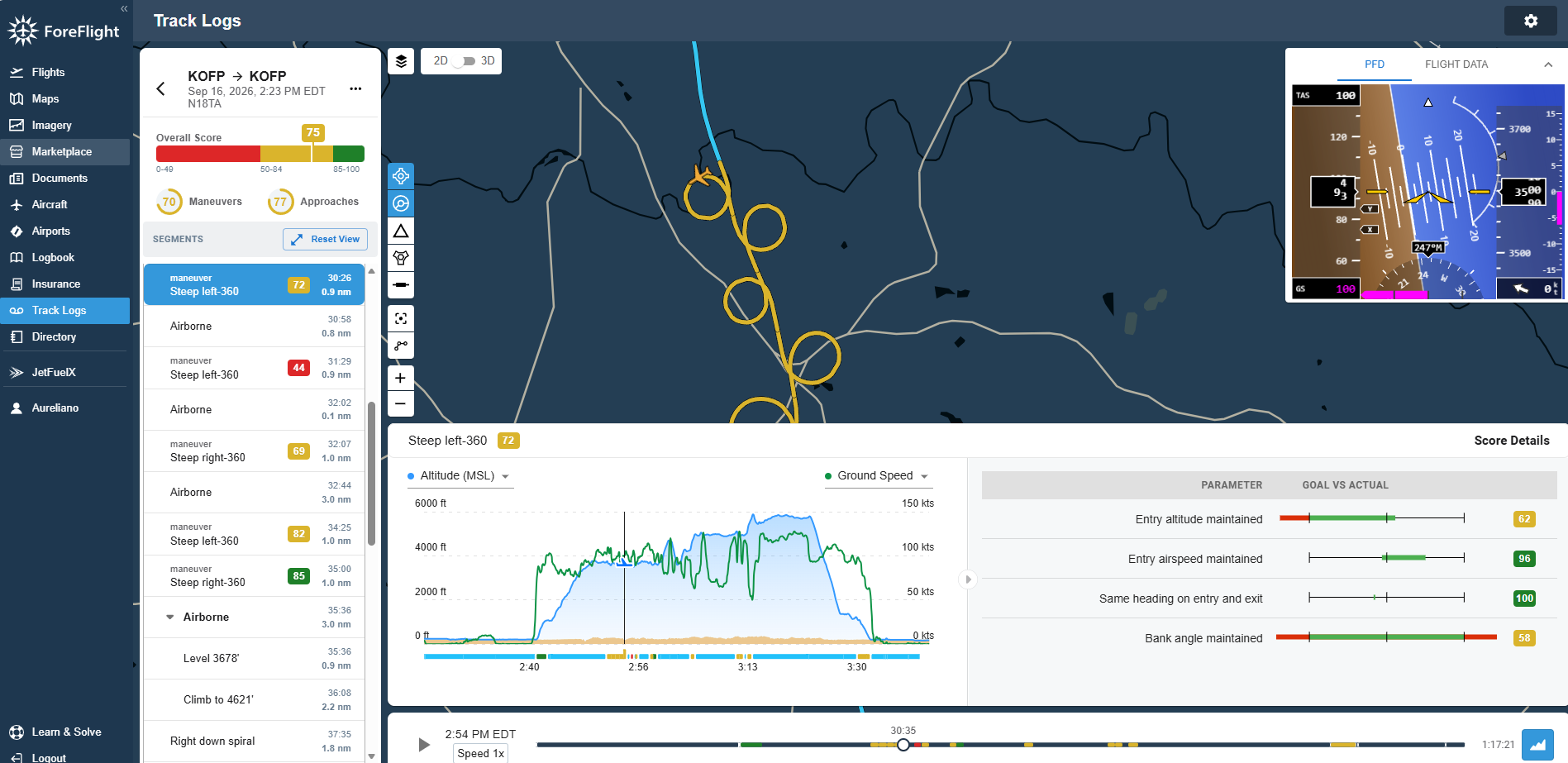 A maneuver score is one perspective. I want to see how it compares with my instructor’s assessment.